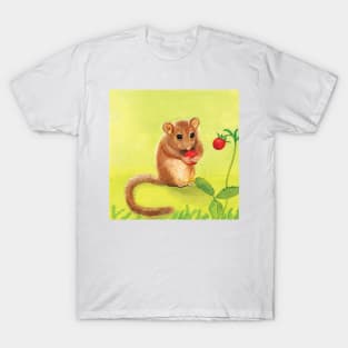 Hazel (or Common) dormouse eating woodland strawberry T-Shirt